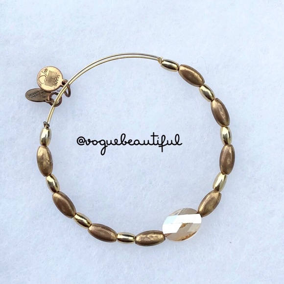 Alex and Ani Jewelry - Alex & Ani Gold Beaded Bangle w/Central Clear Bead